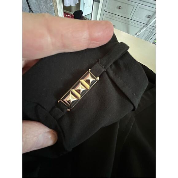 Zara Basic black roll sleeve v-neck blouse medium - Picture 7 of 7